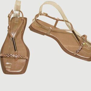 Frau Metallic Gold Handmade In Italy Sandals Size 38 US Size 7.5